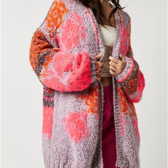 Free People Gather Me Close Cardi Passion Flower Combo/Pink